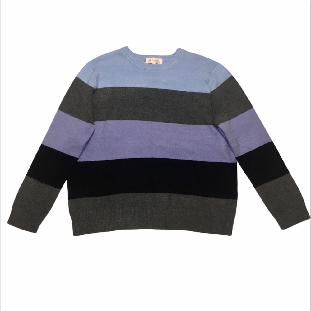 PHILOSOPHY large Striped Blue Grey purple sweater